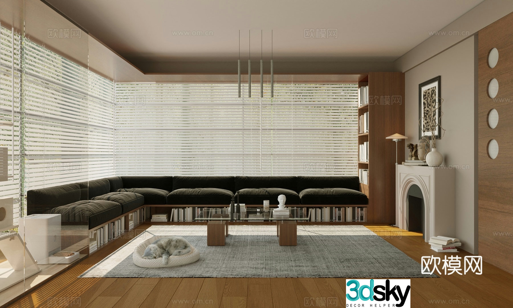 3D model of literary and medieval style development study living room