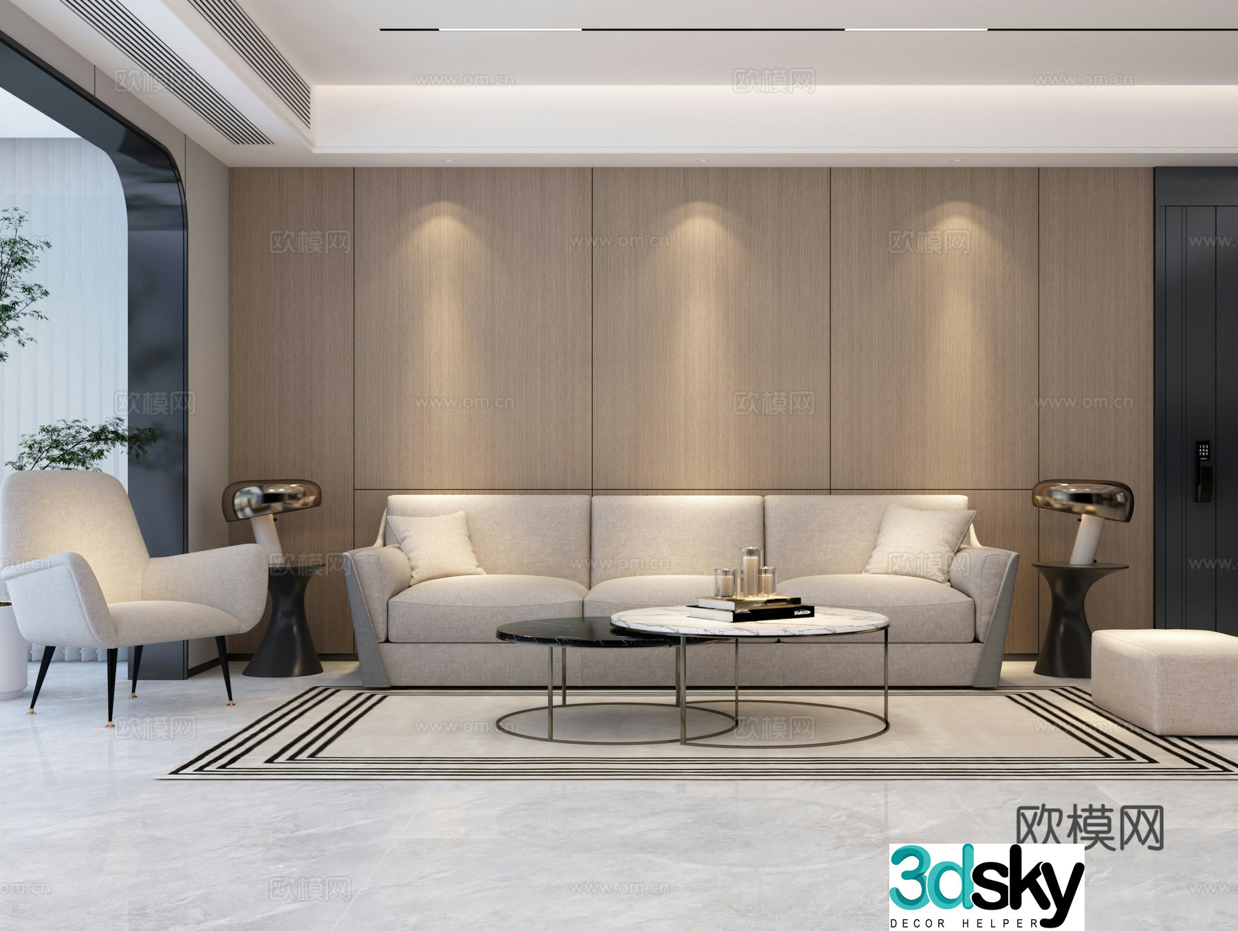 Modern sofa combination modern living room 3d model
