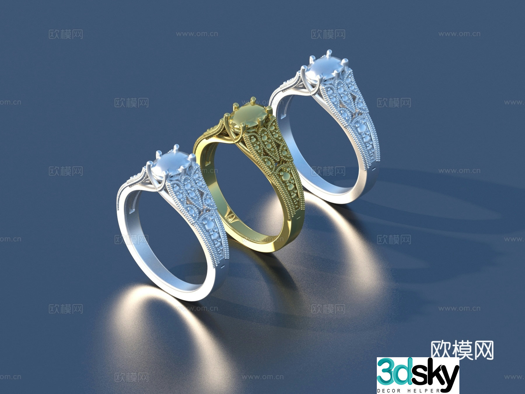 Ring Gold Ring Silver Ring Jewelry 3d Model