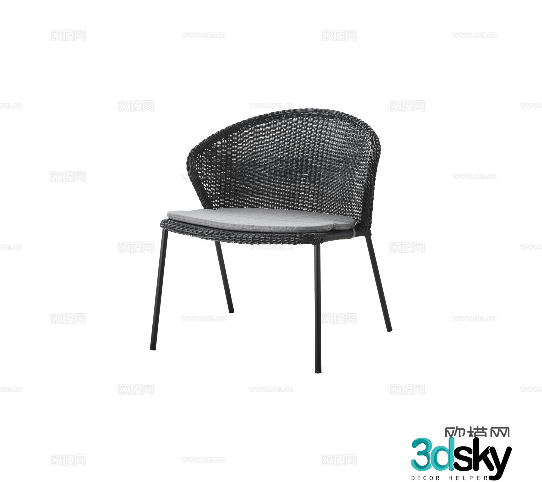 Modern French Garden Terrace Home Decoration Workshop Fabric Metal Single 3D Model