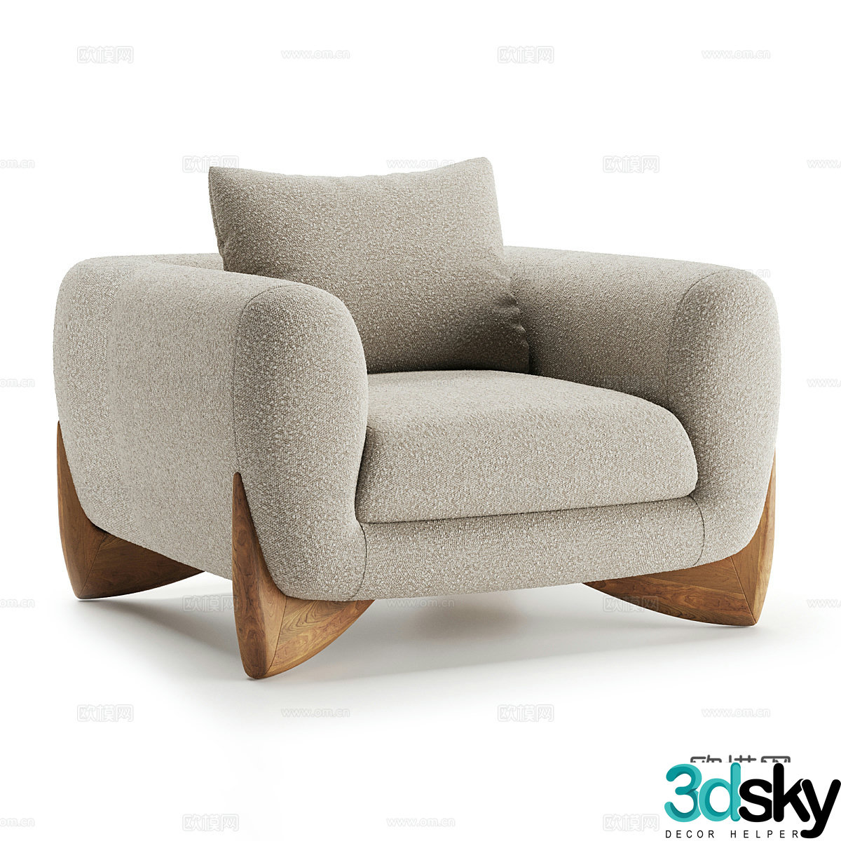 Creamy single sofa 3d model