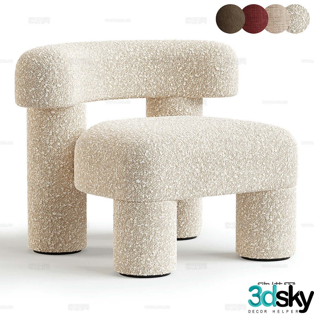 Modern Cream Nra Armchair 3d Model