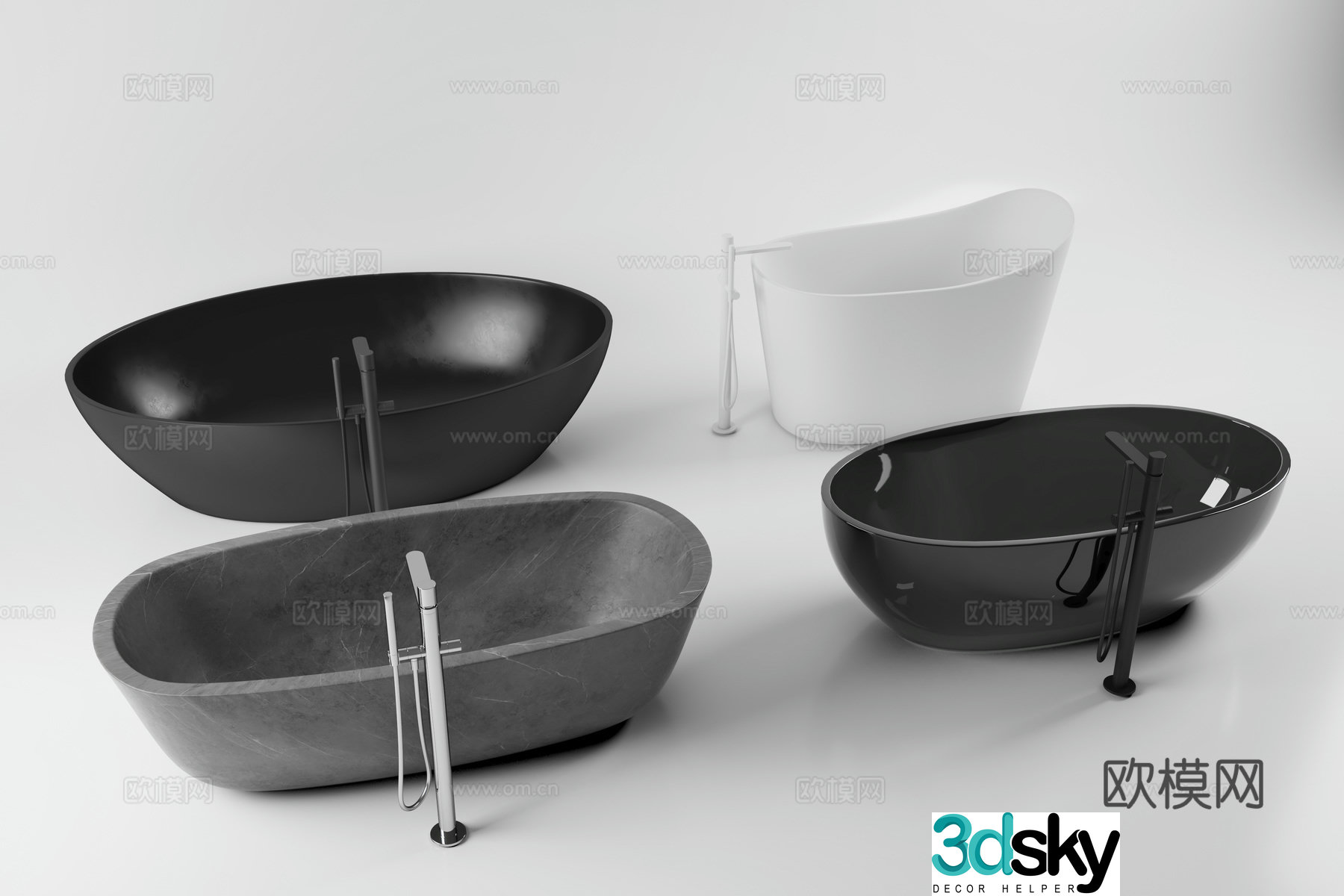 Built-in bathtub Circular bathtub 3D model