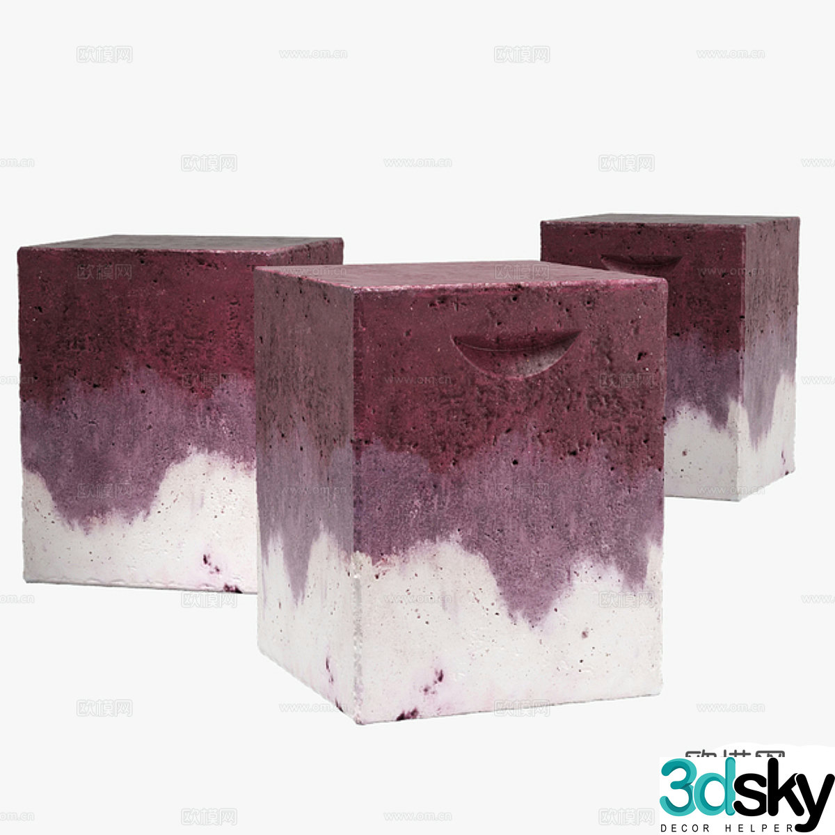 New Chinese style garden stool stone stool 3d model