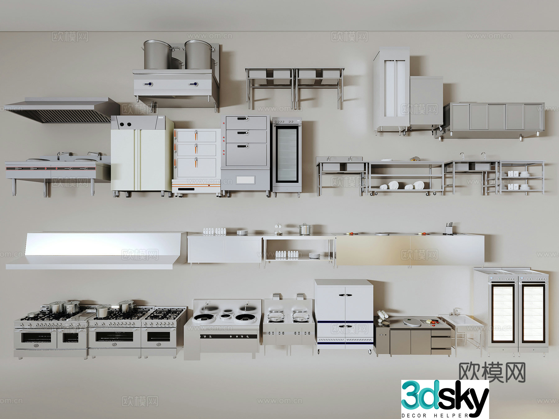 Hotel kitchen equipment 3d model