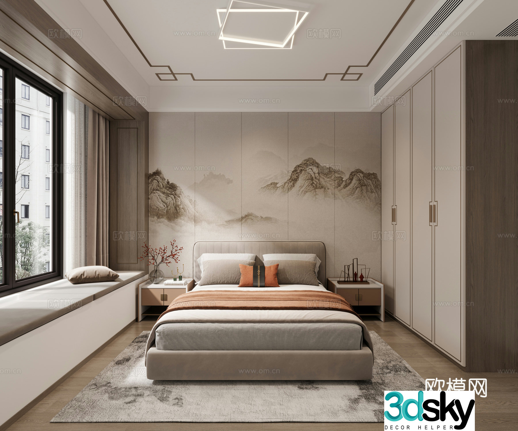 New Chinese bedroom 3D model