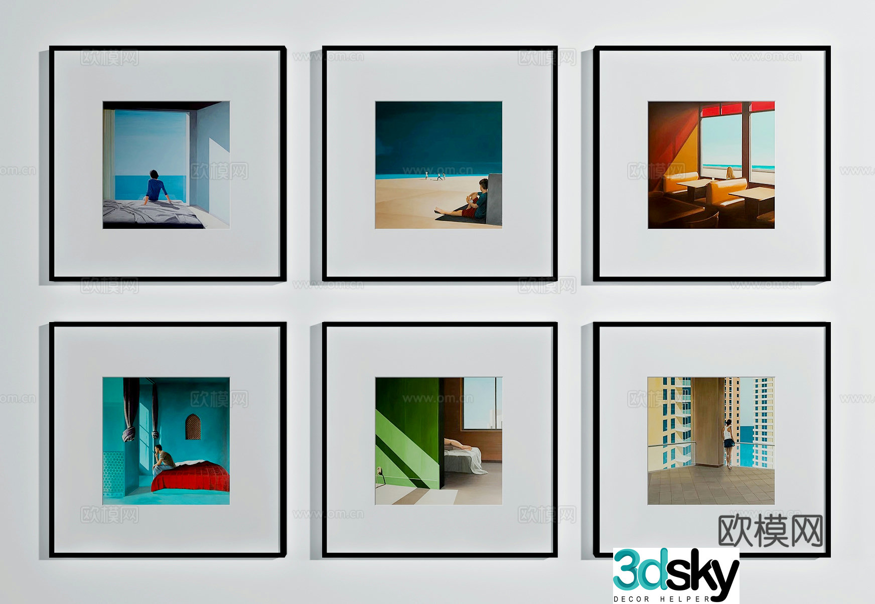 Modern decorative paintings Combination hanging paintings Comic hanging paintings 3D model