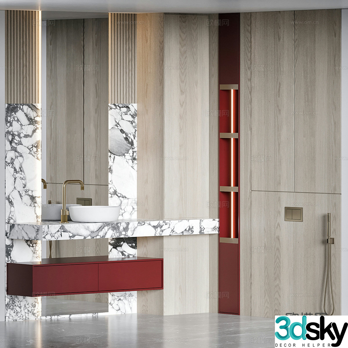 New Chinese style light luxury bathroom cabinet 3D model