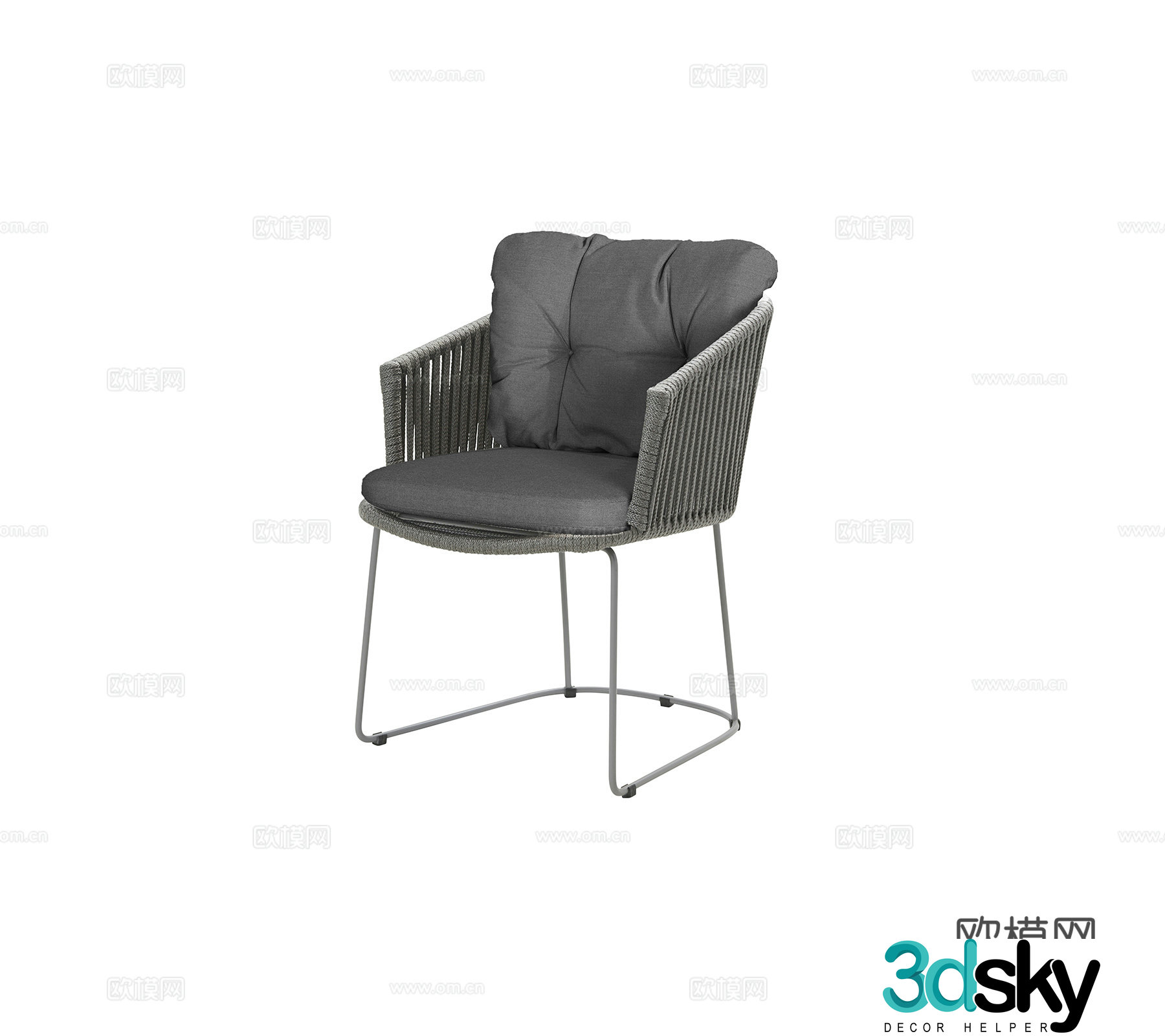 Modern French dining chair fabric metal single chair combination 3d model