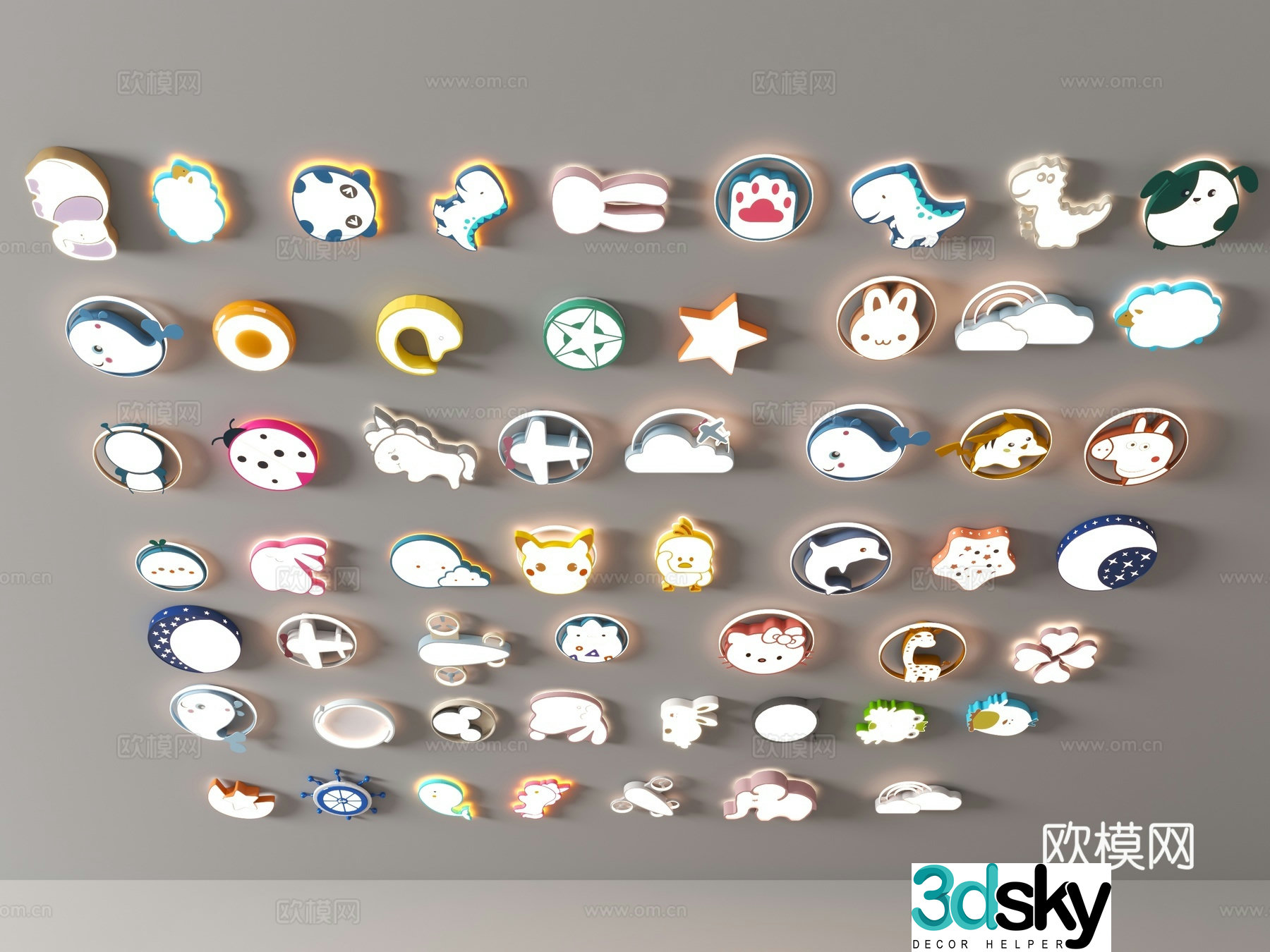 Ceiling light Living room main light Creamy cloud square Restaurant lamp Bedroom Lighting combination 3D model