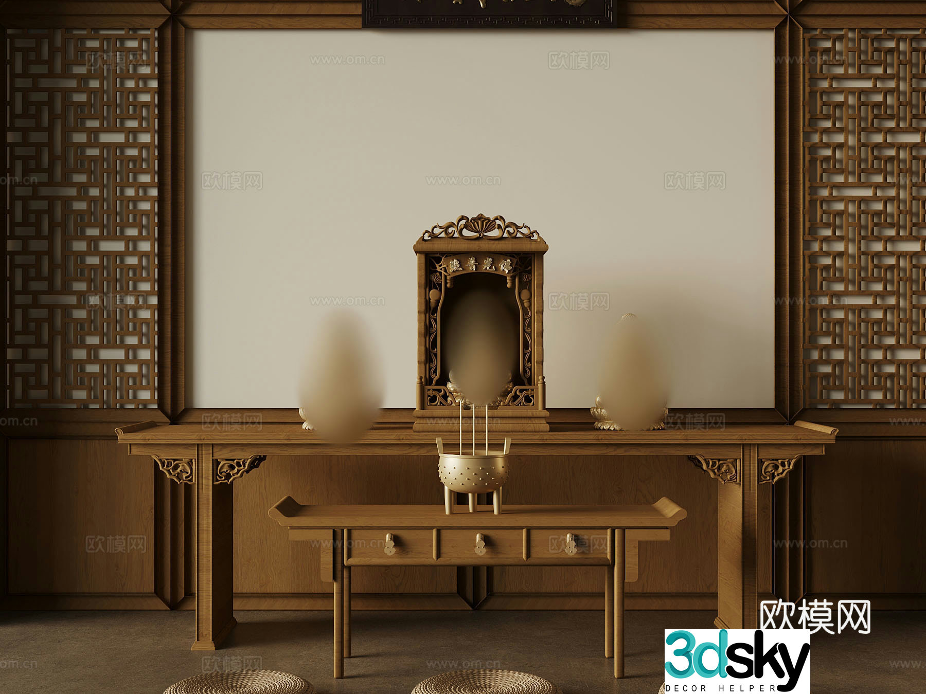 Modern Buddhist niche Buddhist temple 3D model