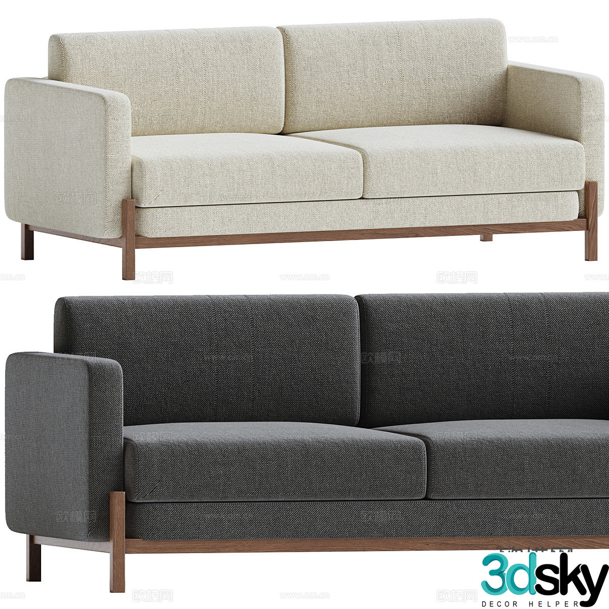 New Chinese Lagom casual sofa 3D model