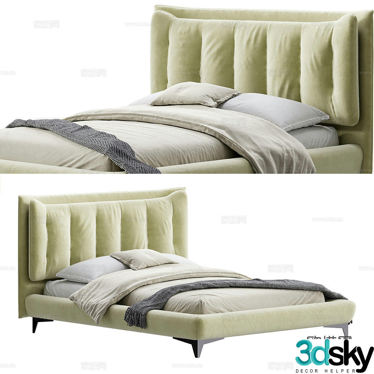 Modern Italian Eden Fabric Children’s Bed 3D Model
