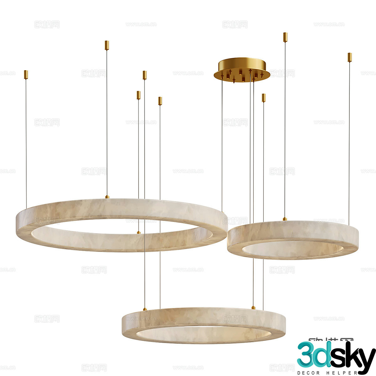New Chinese Light Luxury Marika Alaba Chandelier 3D Model