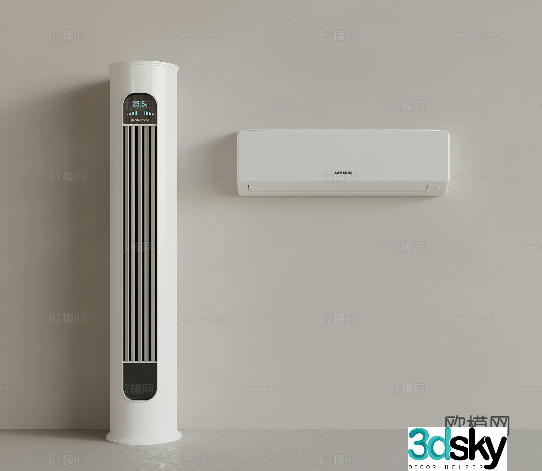 Modern air conditioner Vertical air conditioner Wall-mounted air conditioner 3D model