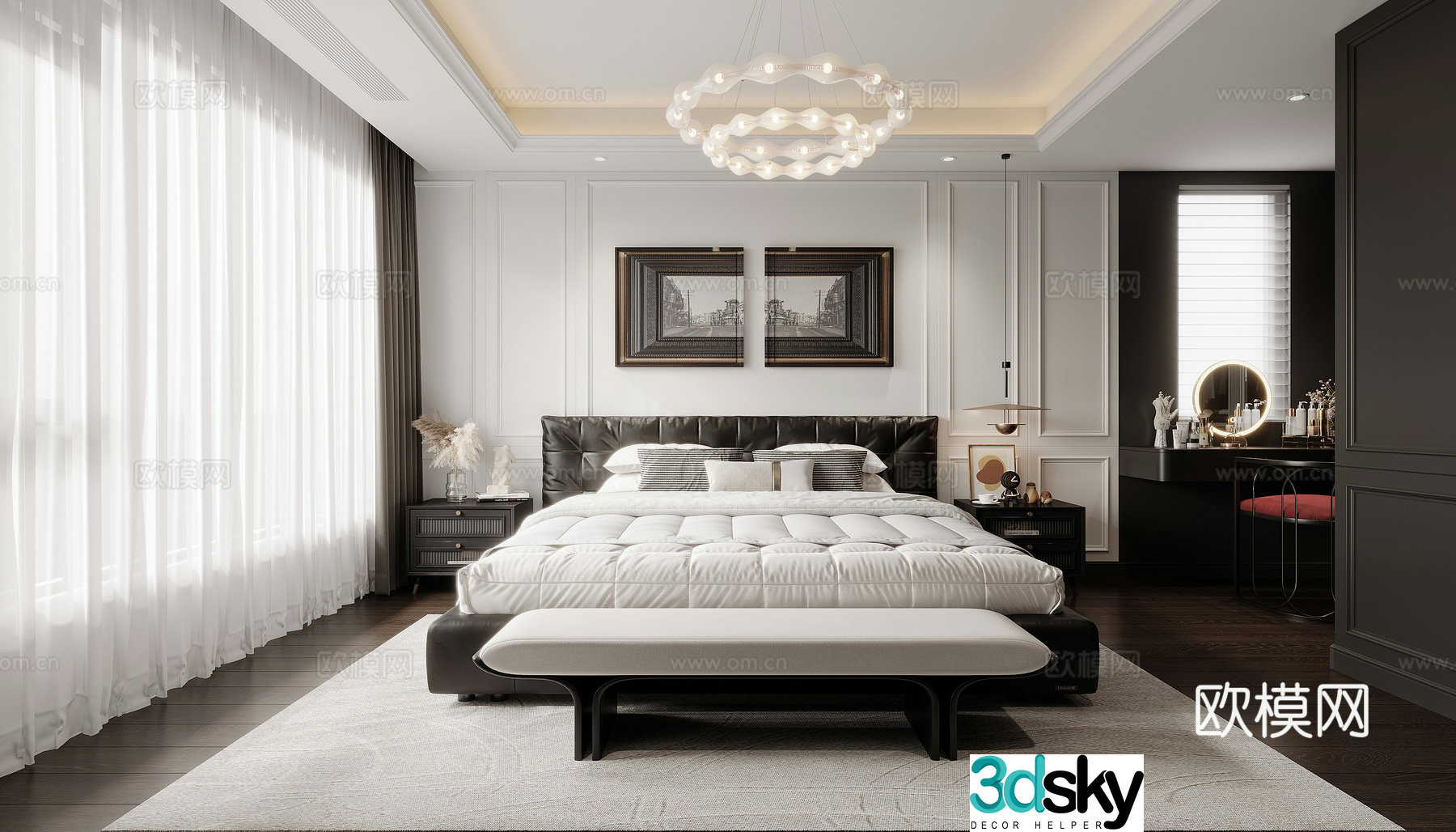 Modern French bedroom 3d model