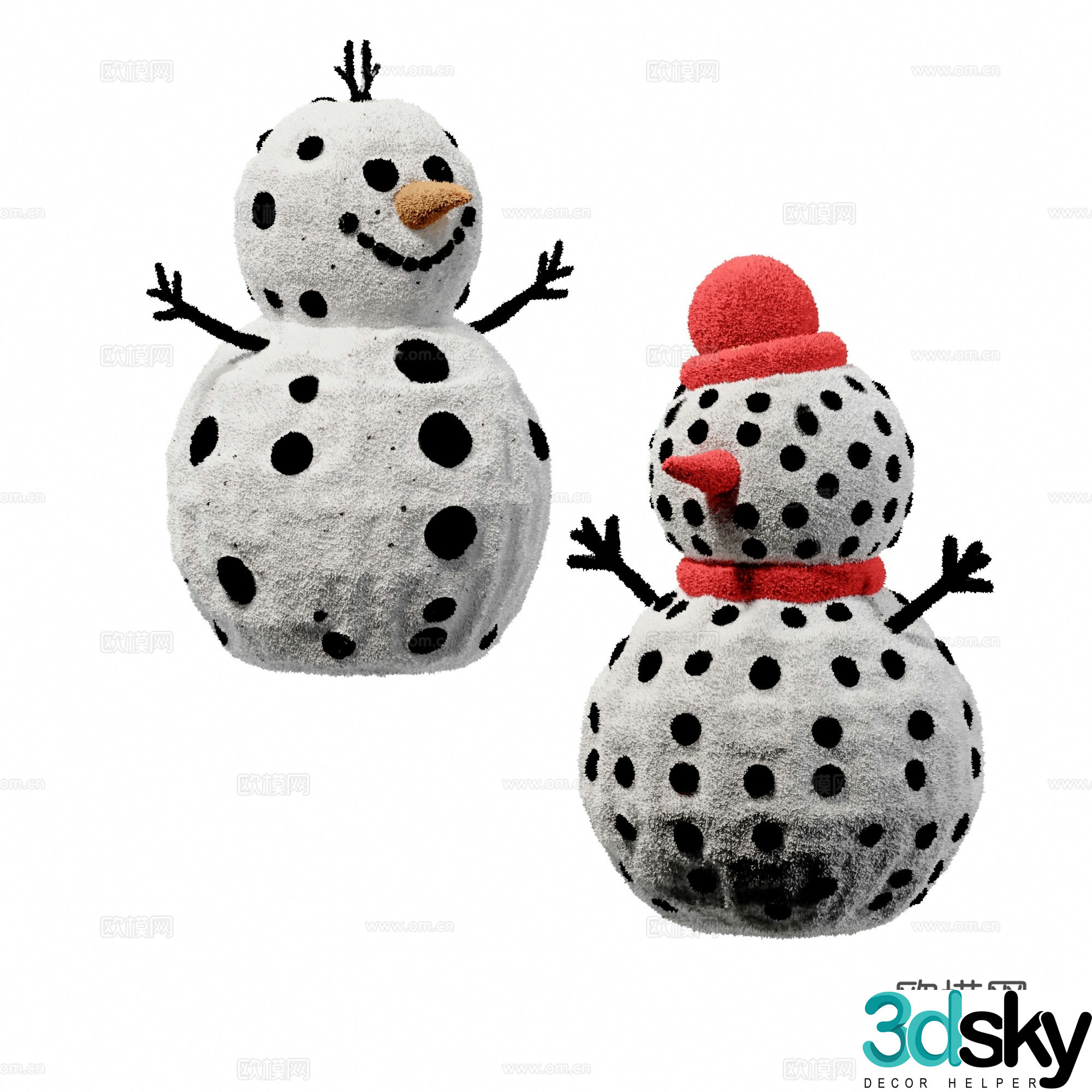 Modern children’s cartoon snowman plush toy beautiful 3d model