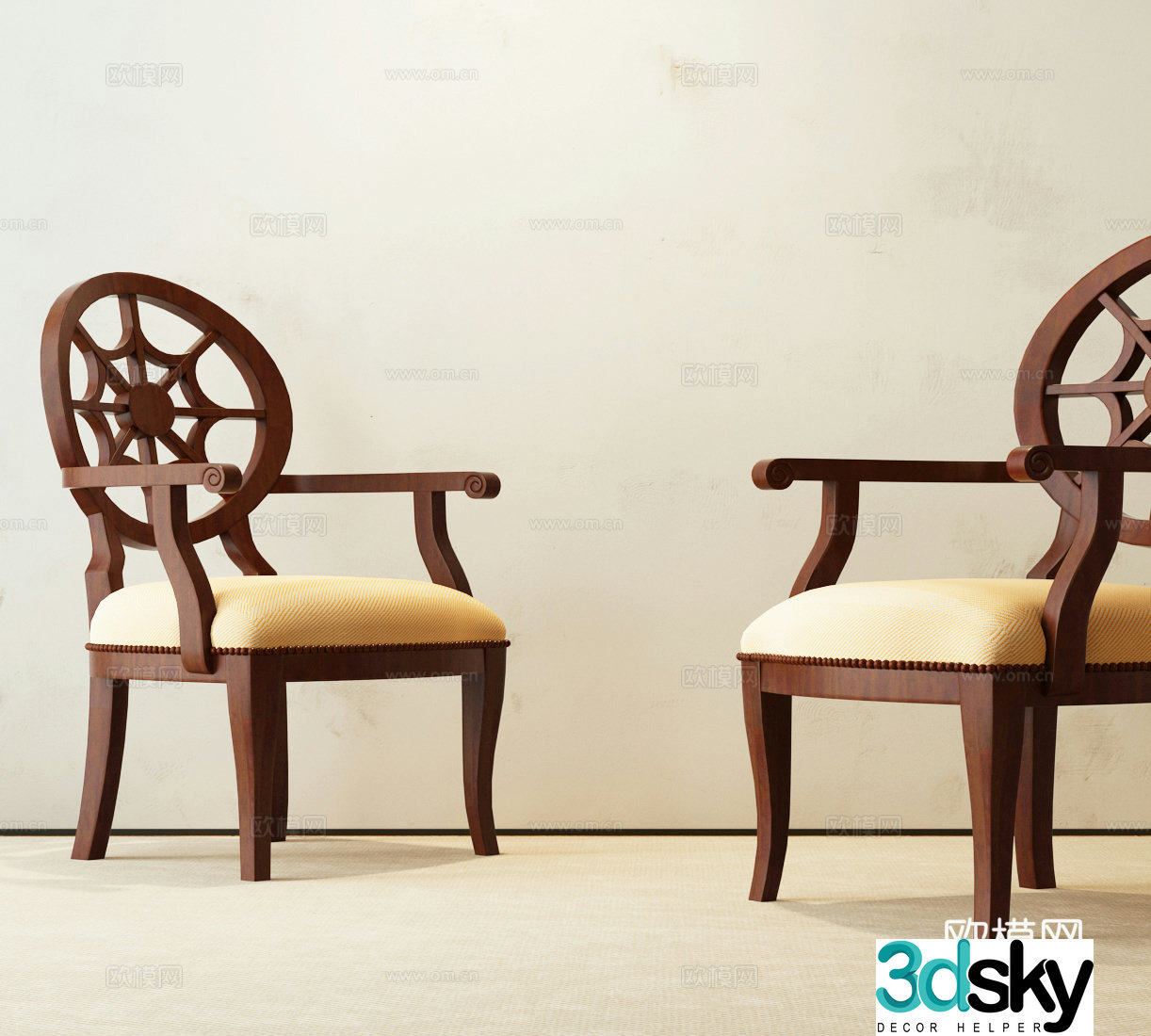 American dining chair 3d model