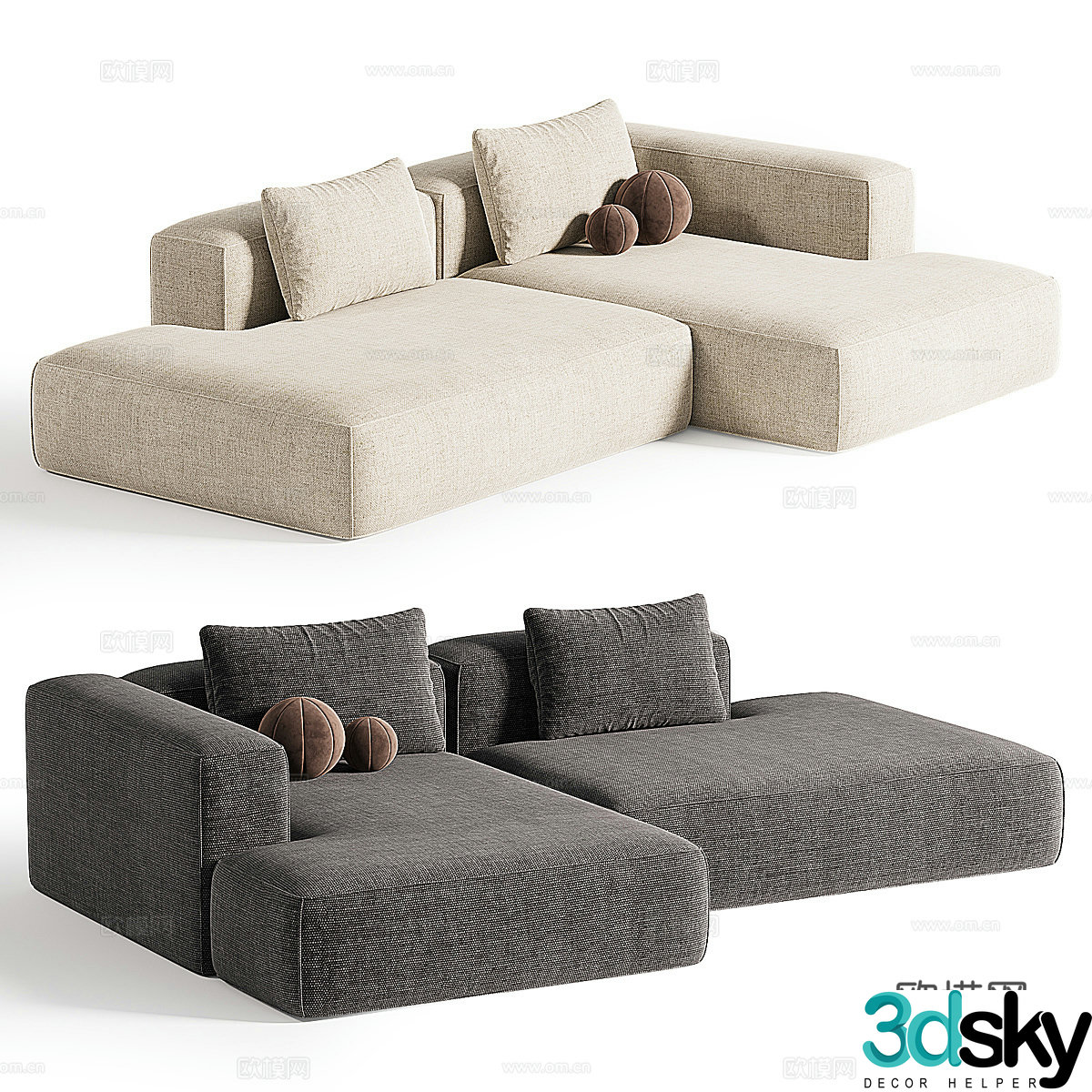 Modern Italian Roxen corner sofa 3d model