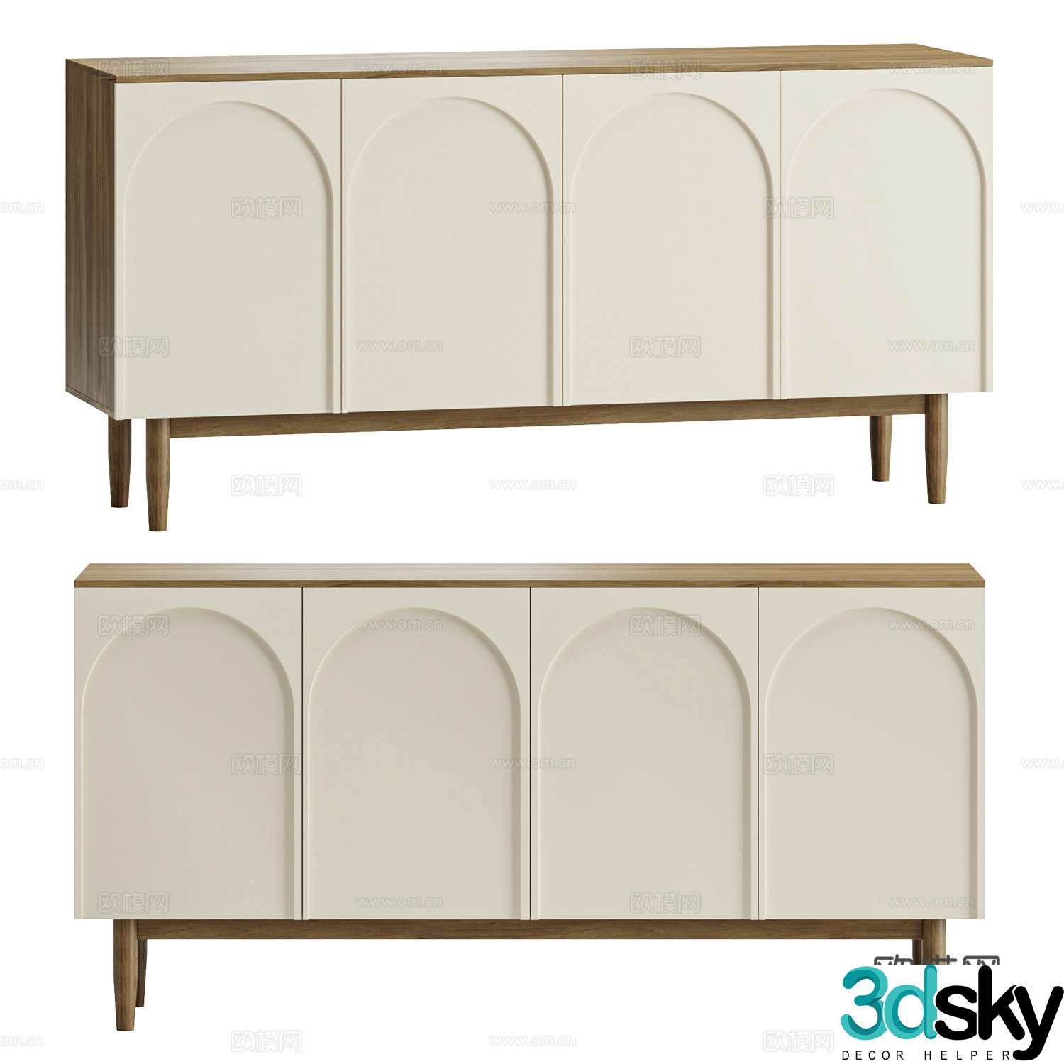 Modern Cream Style Arka Chest of Drawers 3D Model
