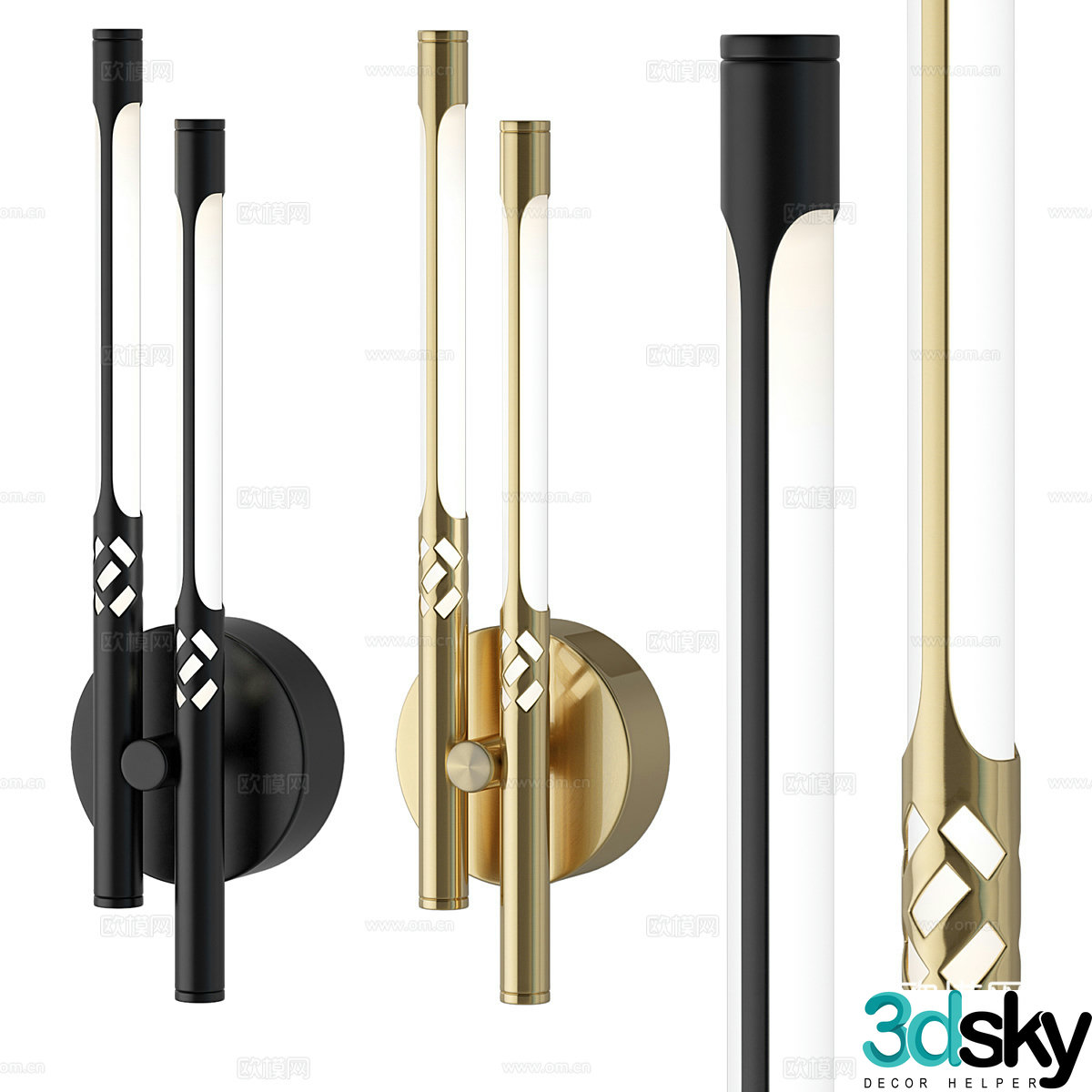 Modern light luxury metal wall lamp 3D model