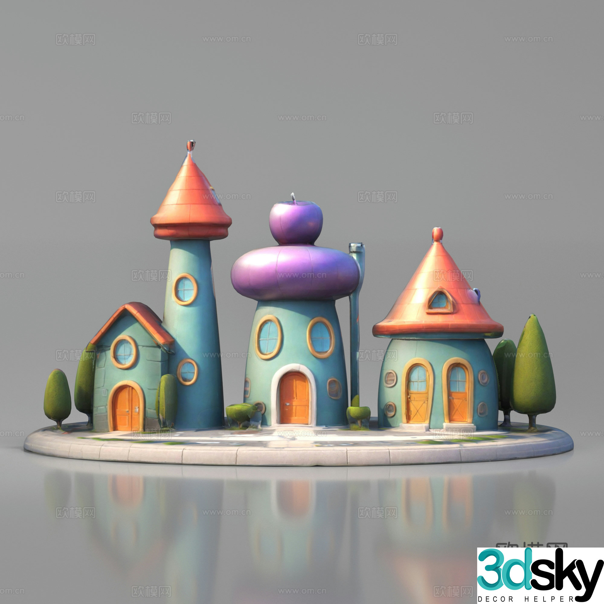 Cartoon Game Anime Building Low-Side Building Villa Hut 3D Model
