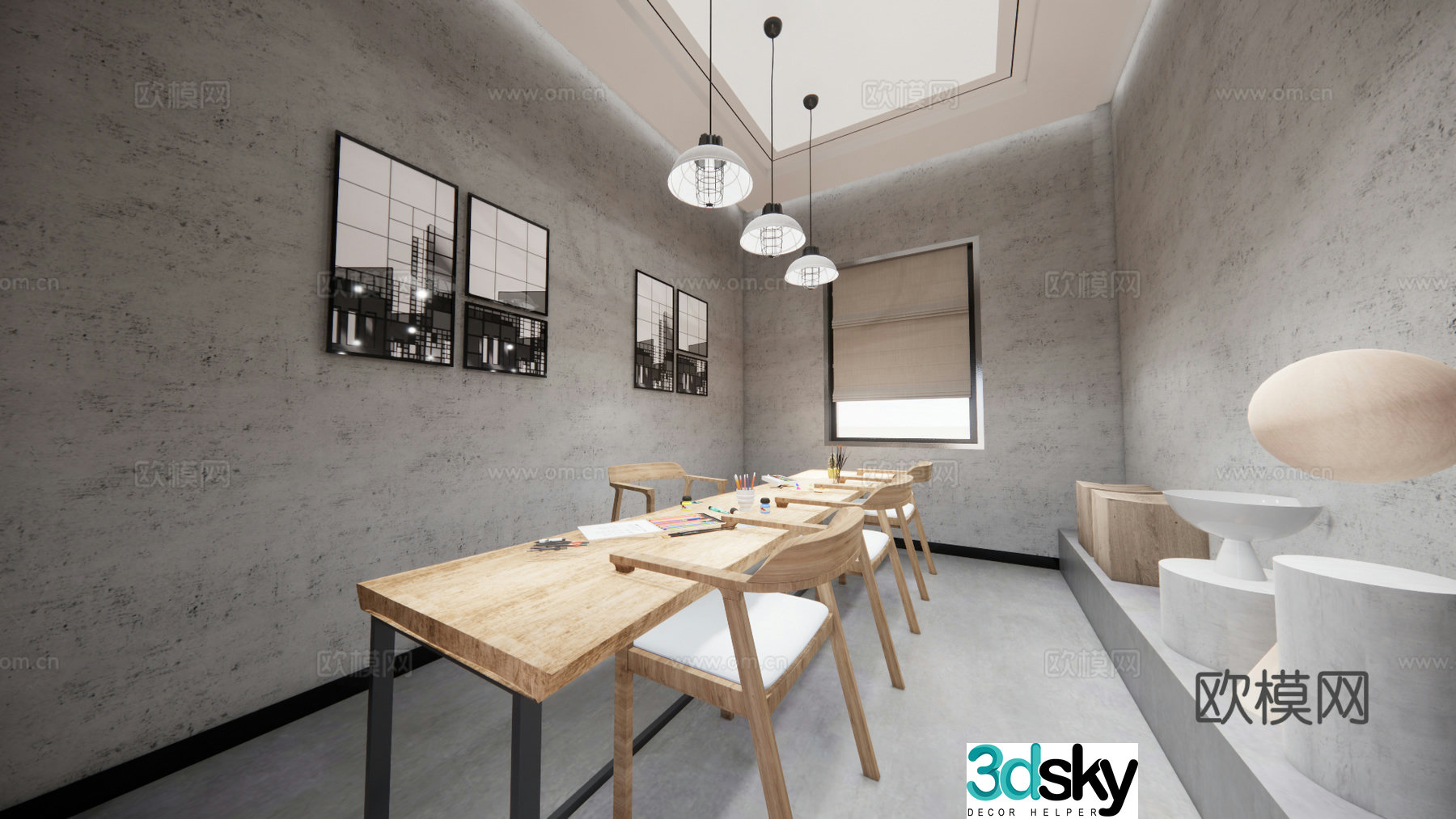 Modern industrial style studio 3d model