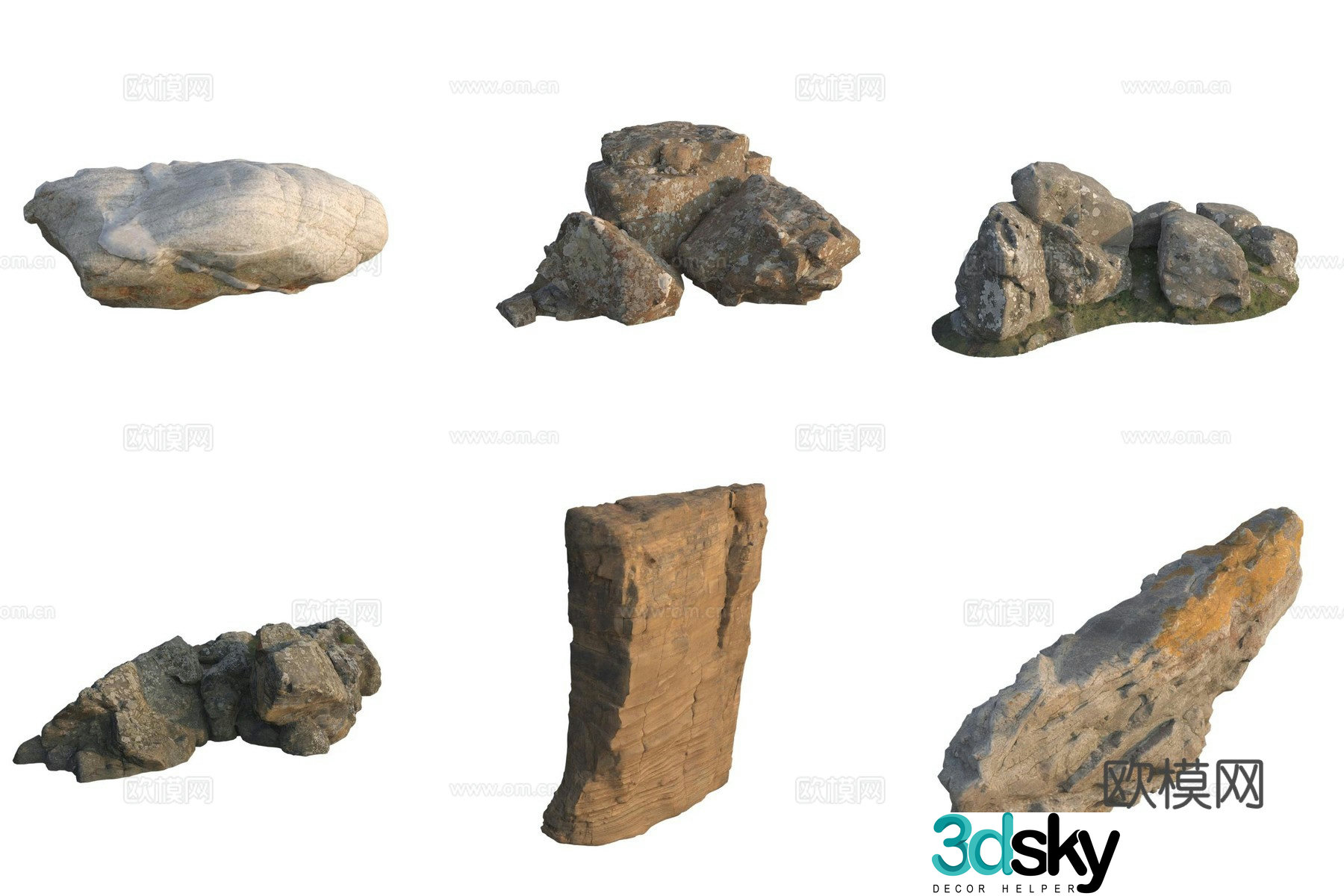Beach beach stone rock 3d model