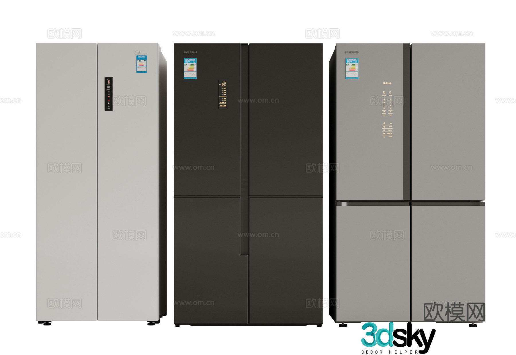 Modern refrigerator zero-embedded refrigerator single and double door refrigerator cross refrigerator double door refrigerator 3D model