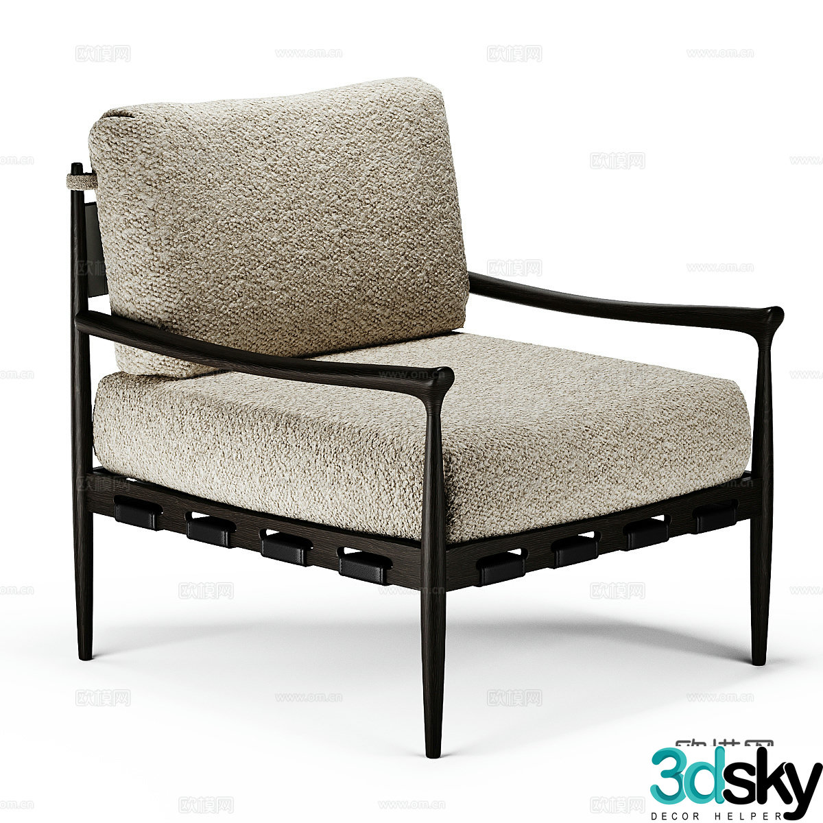 New Chinese style mid-style Zara home armchair 3d model