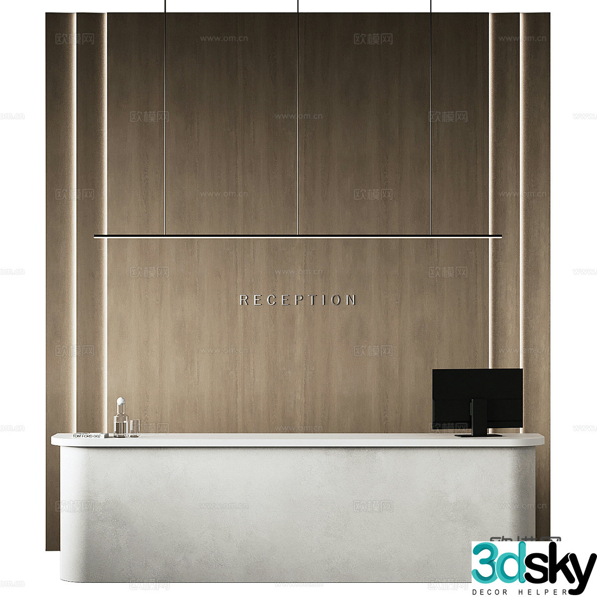 New Chinese style reception desk 3D model