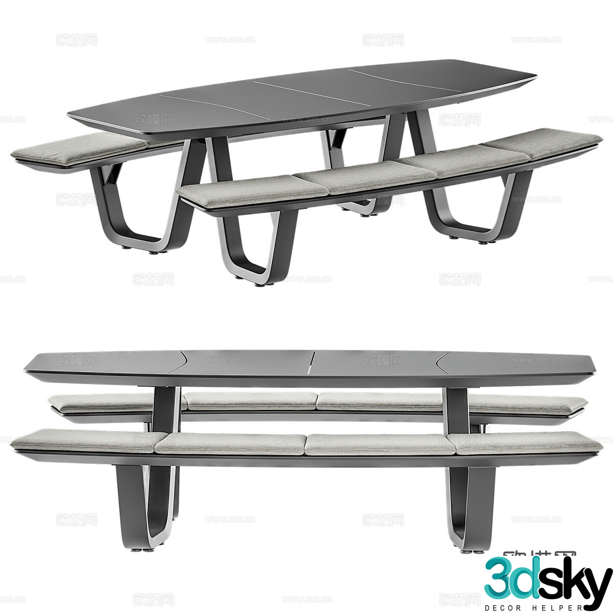 New Chinese style outdoor leisure table and chair 3D model