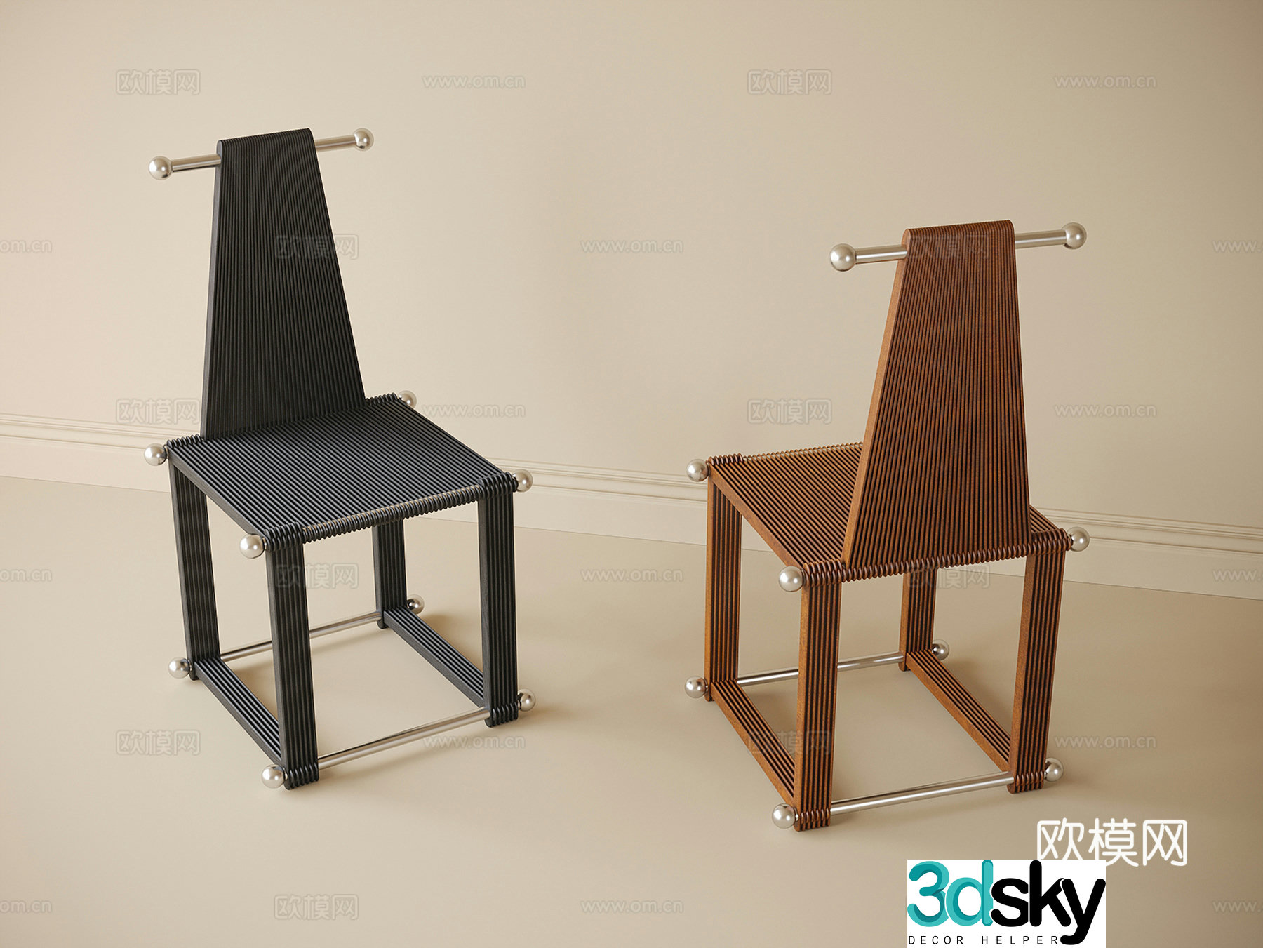 Modern single chair dining chair book chair 3d model