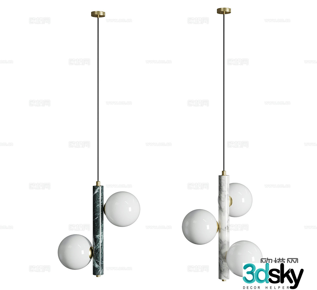 Simple chandelier Art chandelier Restaurant chandelier Bar chandelier Stone chandelier Multi-head chandelier 3D model