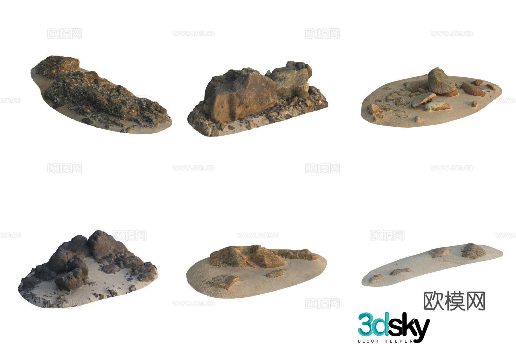 Beach beach stone rock 3d model