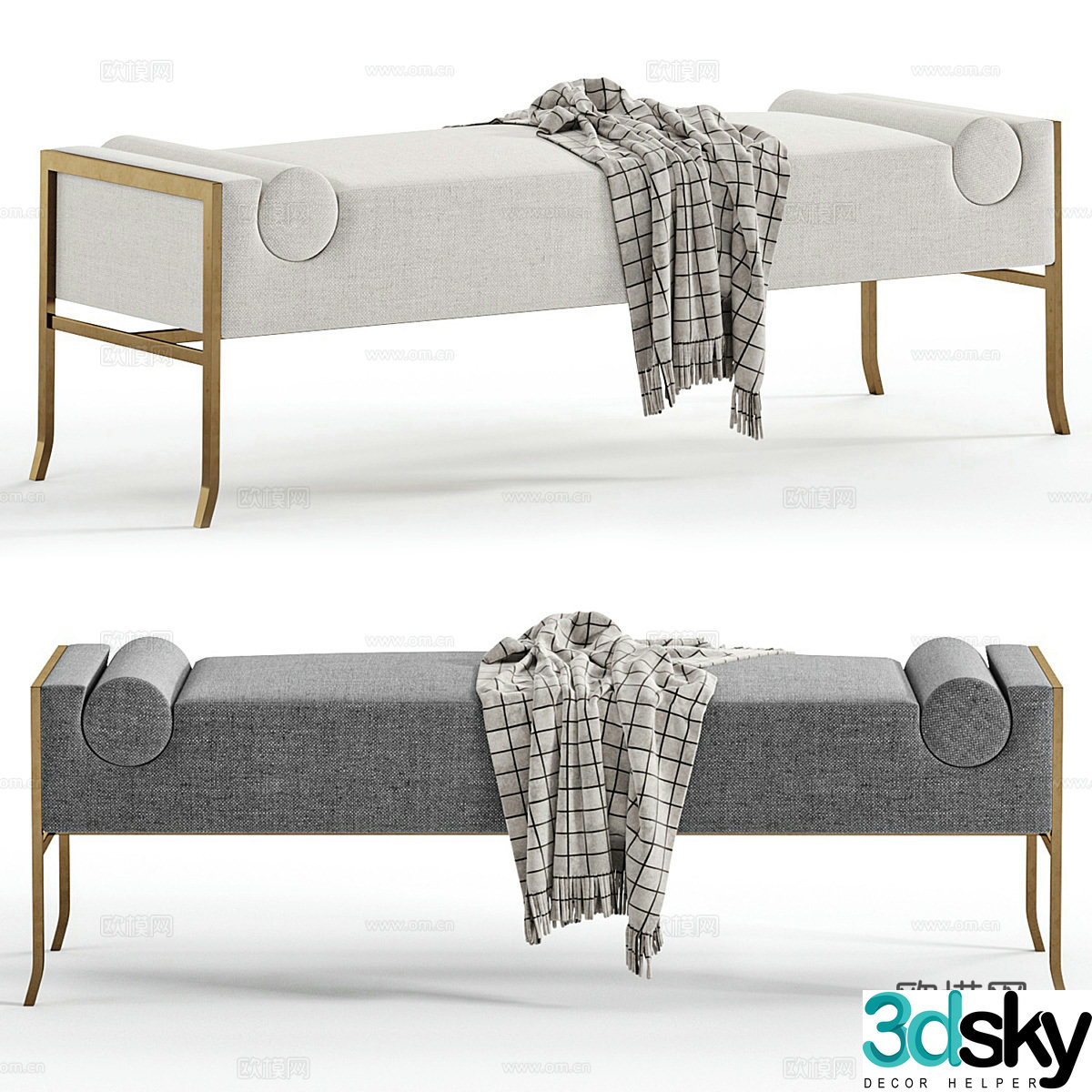 New Chinese Courtai bench 3D model