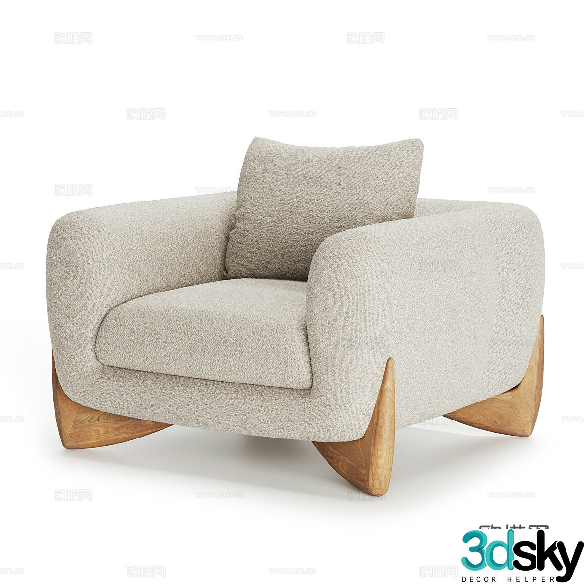 Modern single sofa Fabric single sofa Fabric sofa chair Fabric backrest chair Fabric armrest 3D model