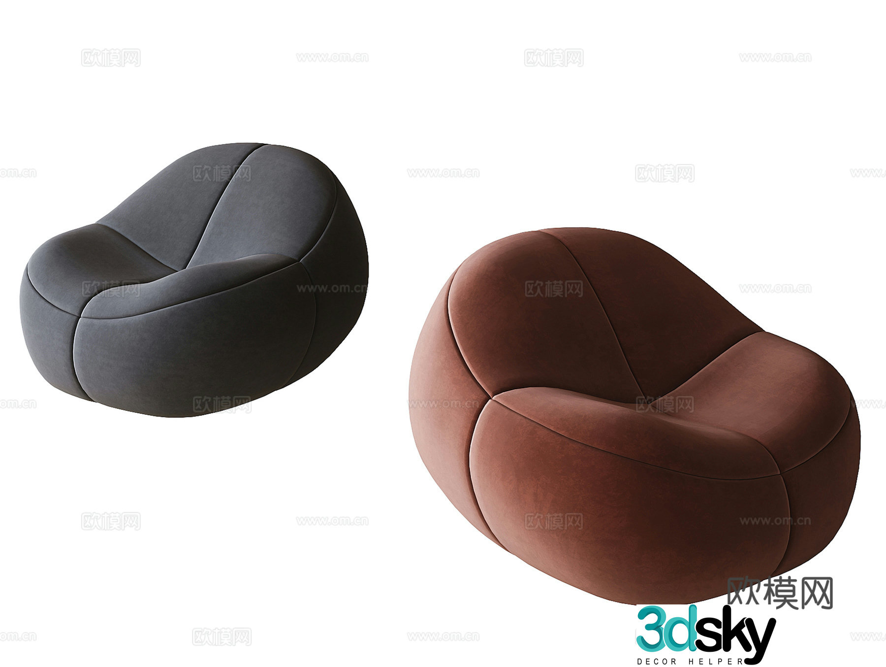 Modern lazy sofa sofa stool 3d model