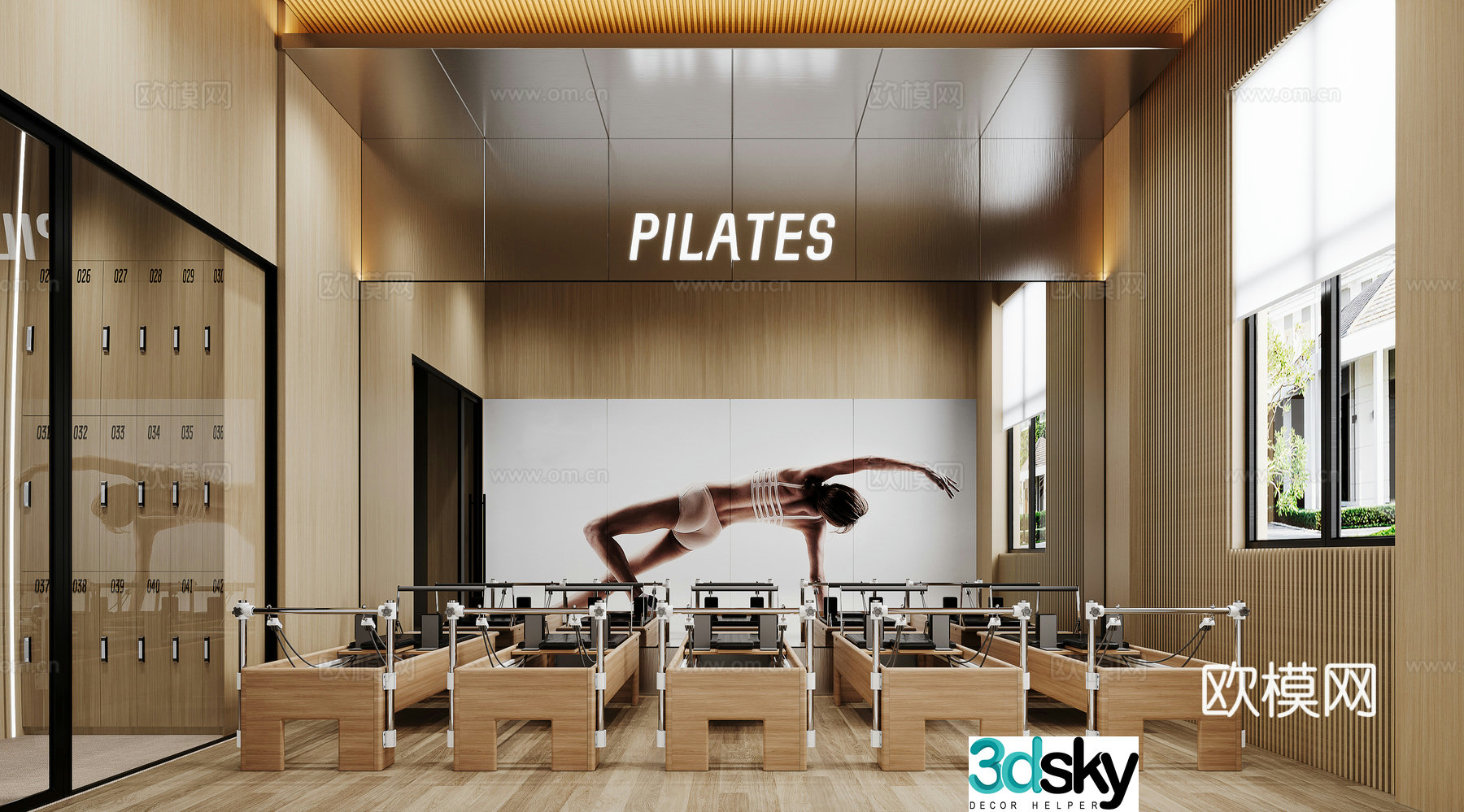 Modern Pilates classroom 3d model