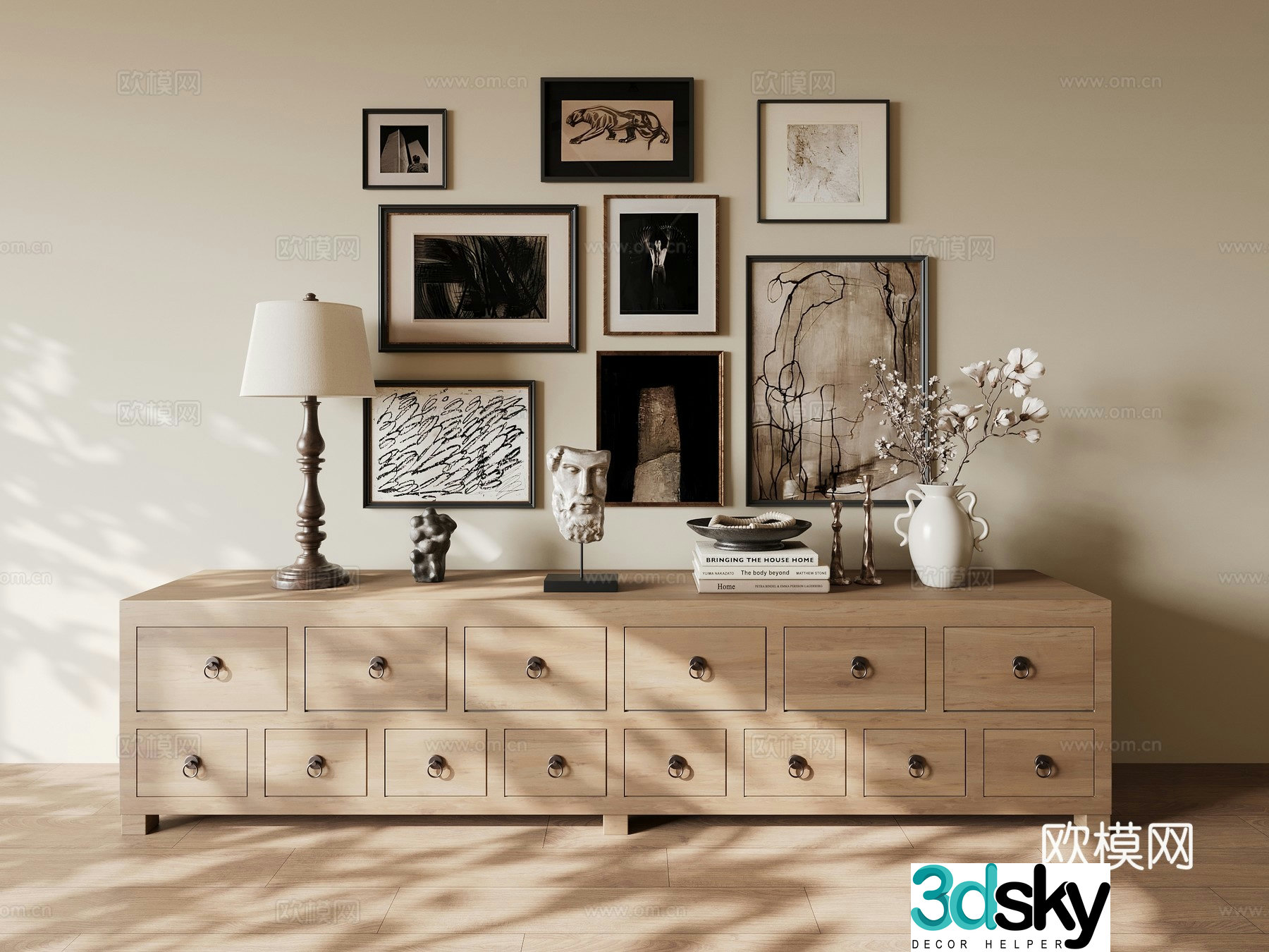 American medieval style TV cabinet 3D model