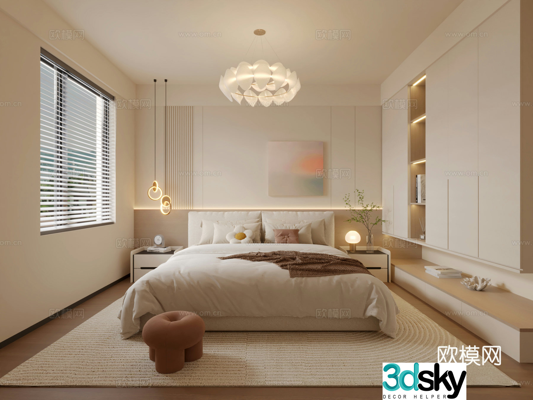 Creamy Bedroom Master Bedroom 3D Model