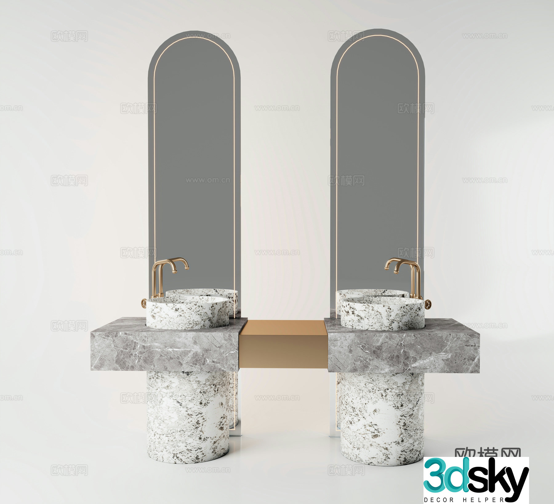 Countertop basin column basin sink 3D model