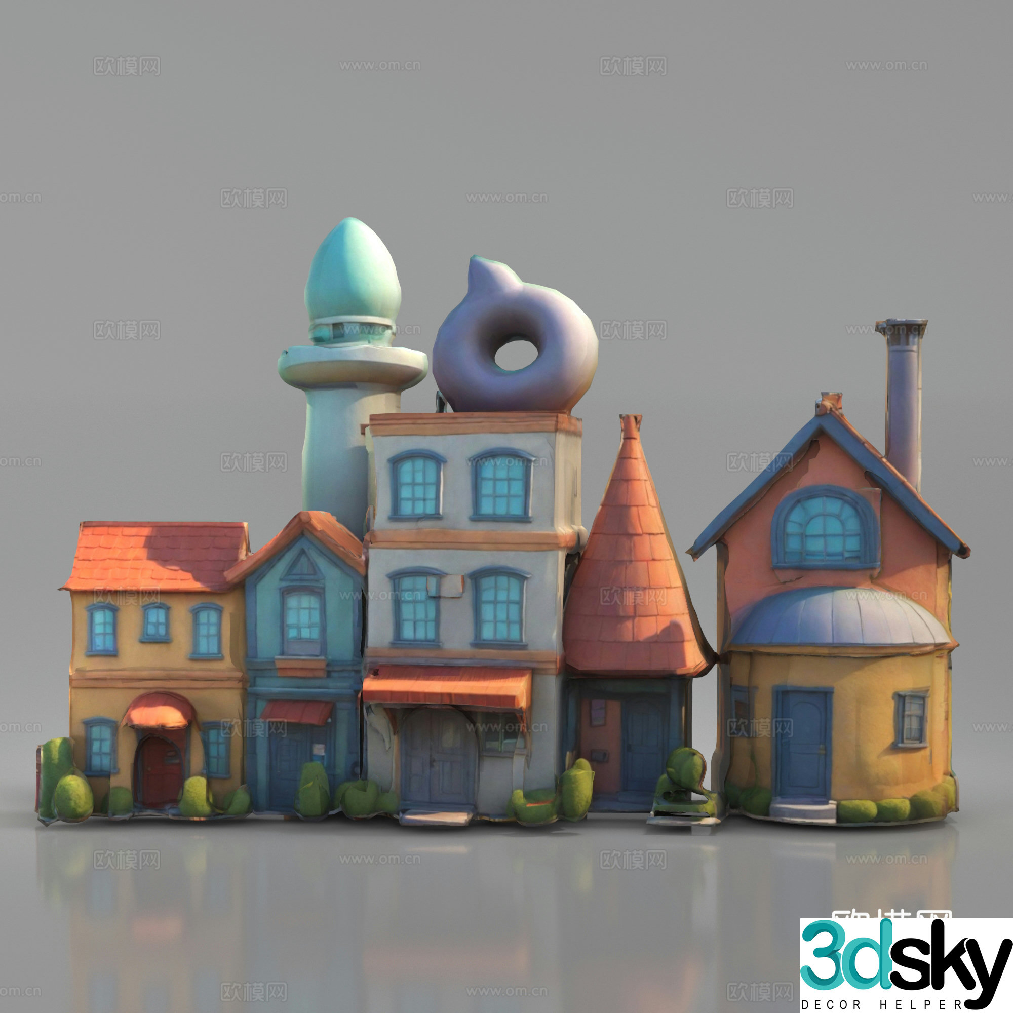 Cartoon Game Anime Building Low-Side Building Villa Hut 3D Model
