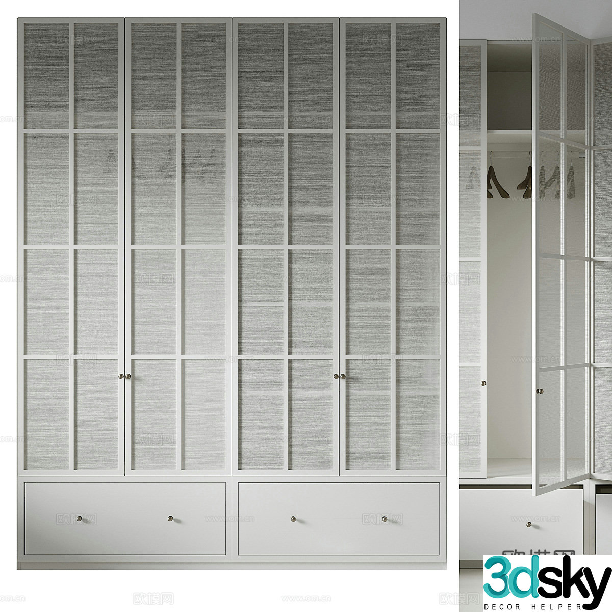 New Chinese style waives wardrobe 3D model