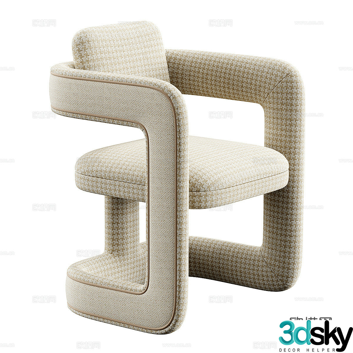New Chinese style fabric leisure chair 3D model