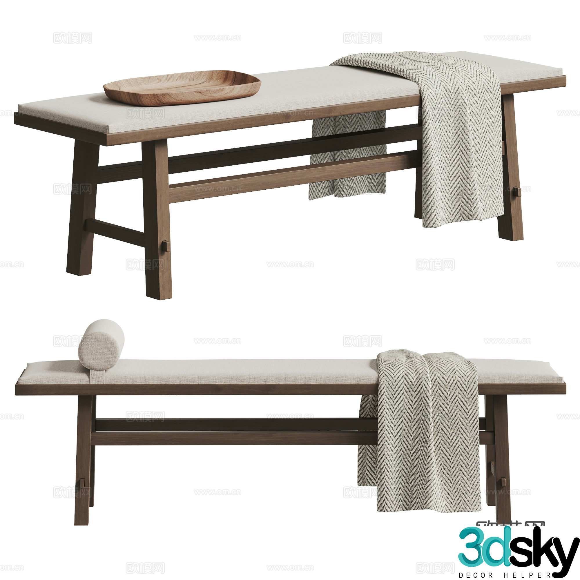 Modern bed stool 3d model