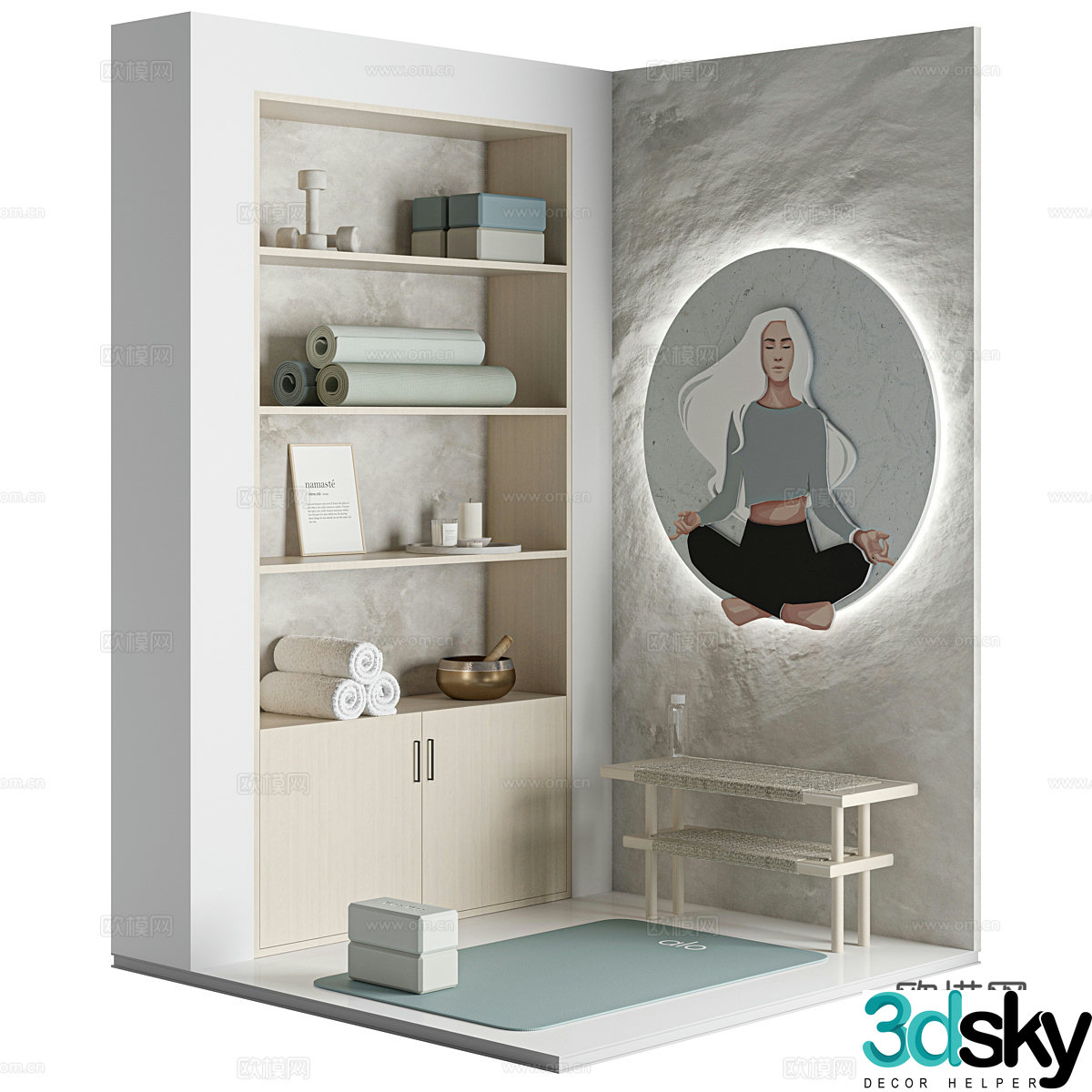 Modern yoga equipment 3d model