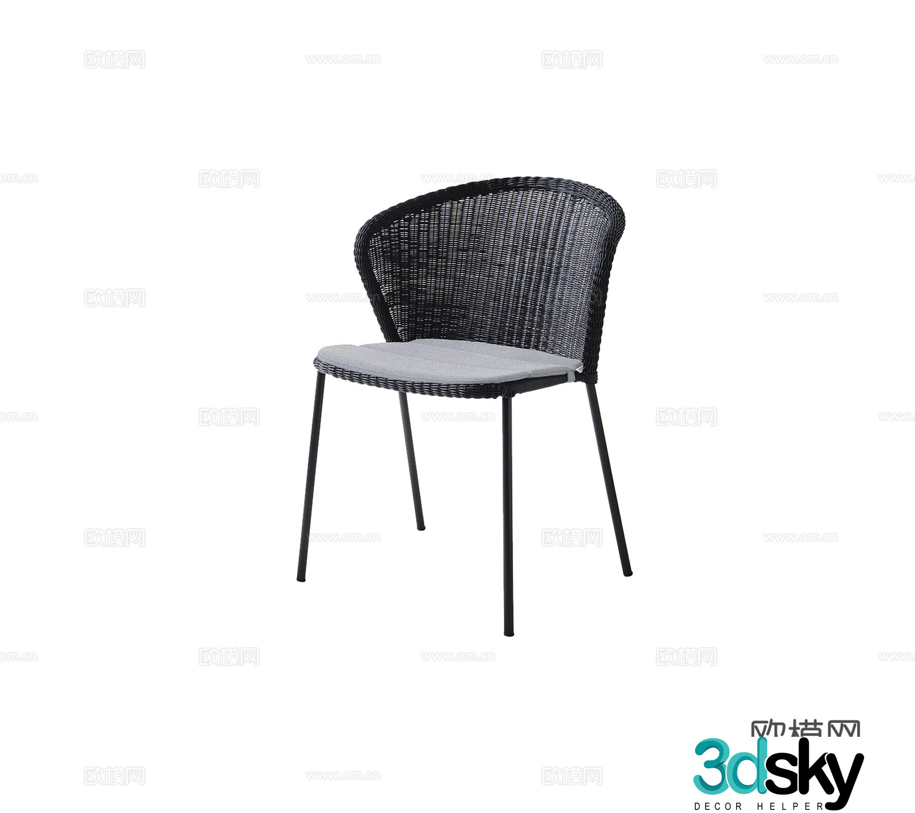 Modern French courtyard garden terrace home decoration dining chair fabric metal single chair 3d model