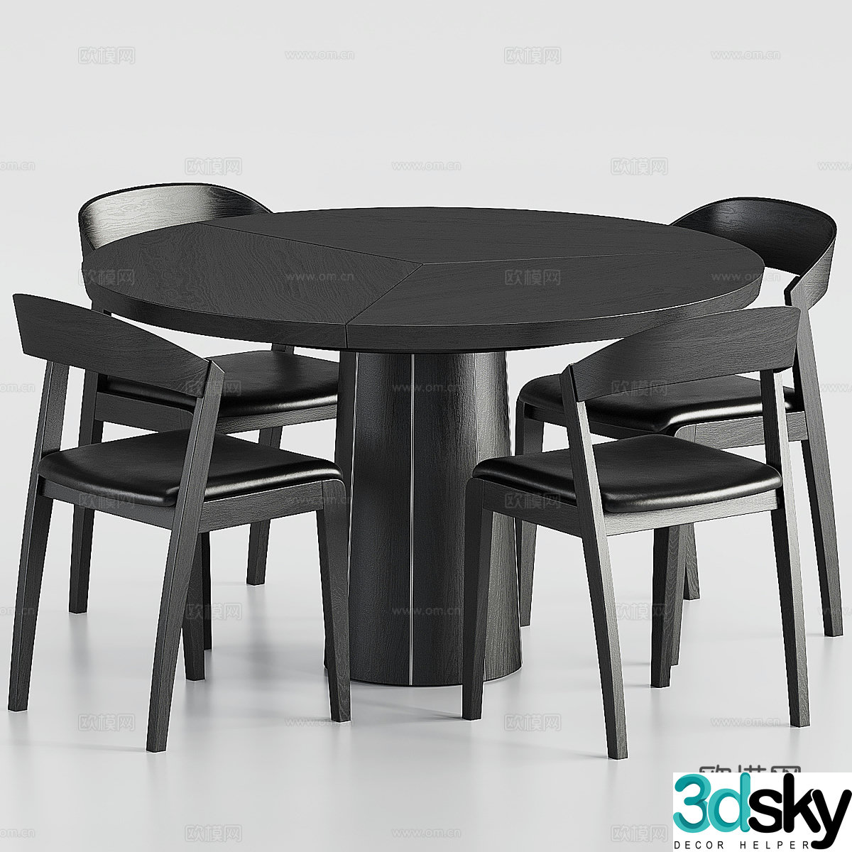 Modern Italian Skovby dining table and chair 3d model
