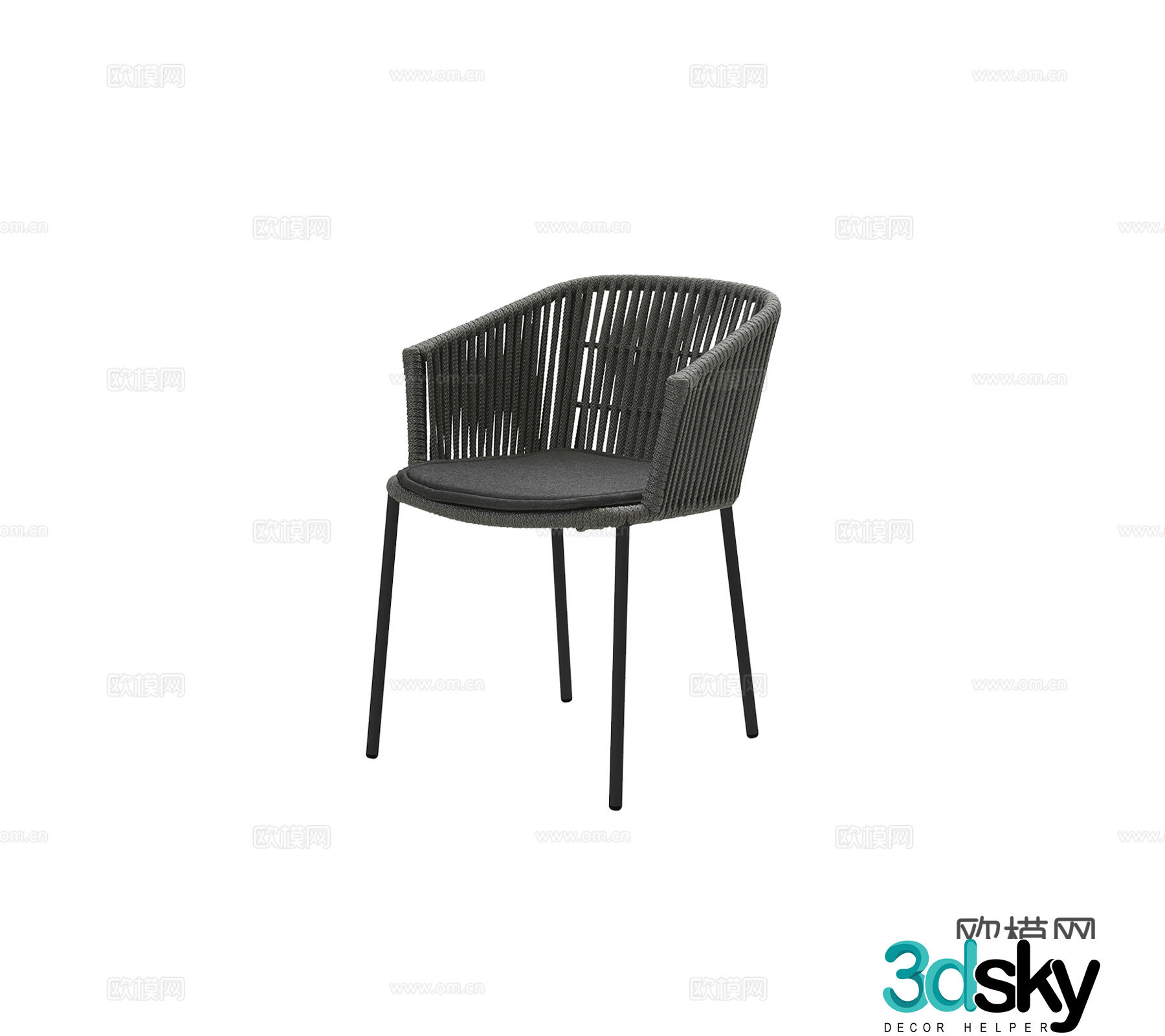 Modern French courtyard garden terrace home decoration dining chair fabric metal single chair 3d model
